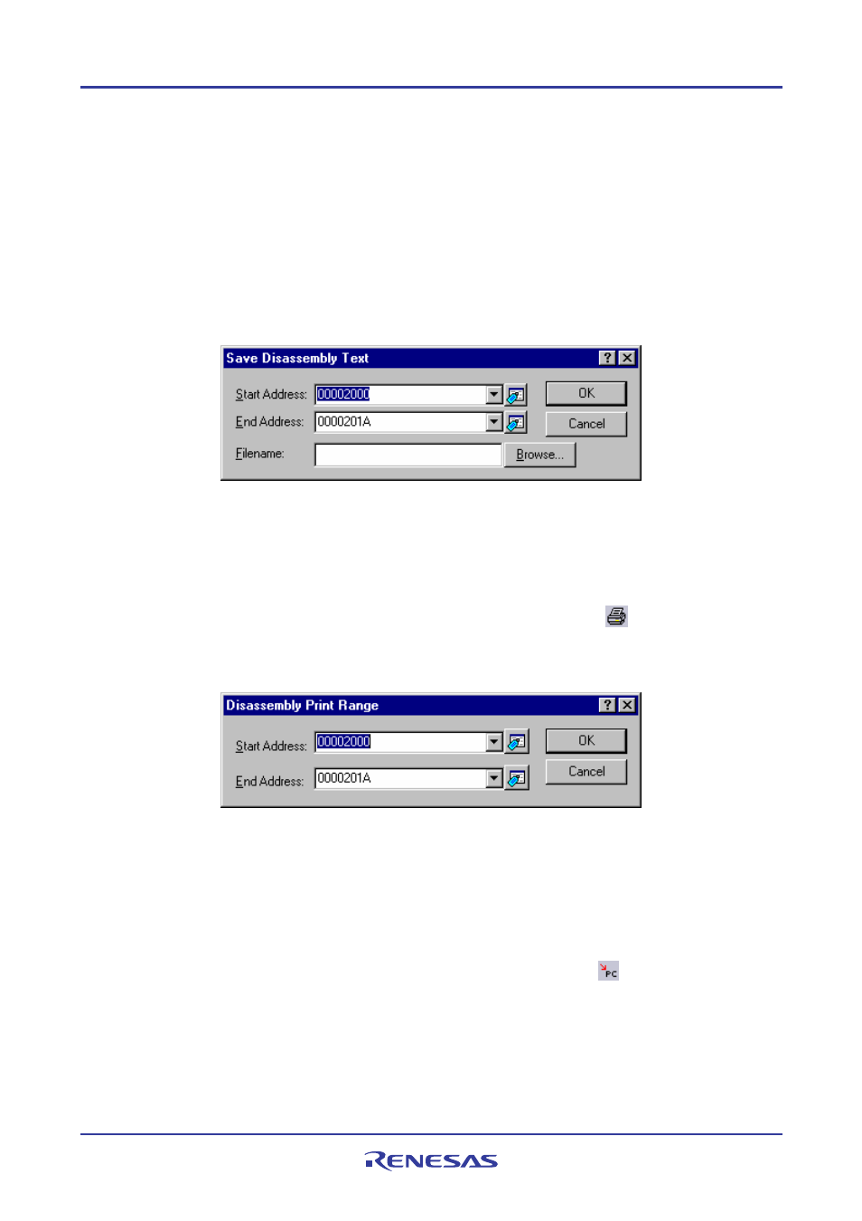 3 looking at the current pc position, 4 highlighting the line at the pc | Renesas REJ10J1837-0100 User Manual | Page 323 / 439