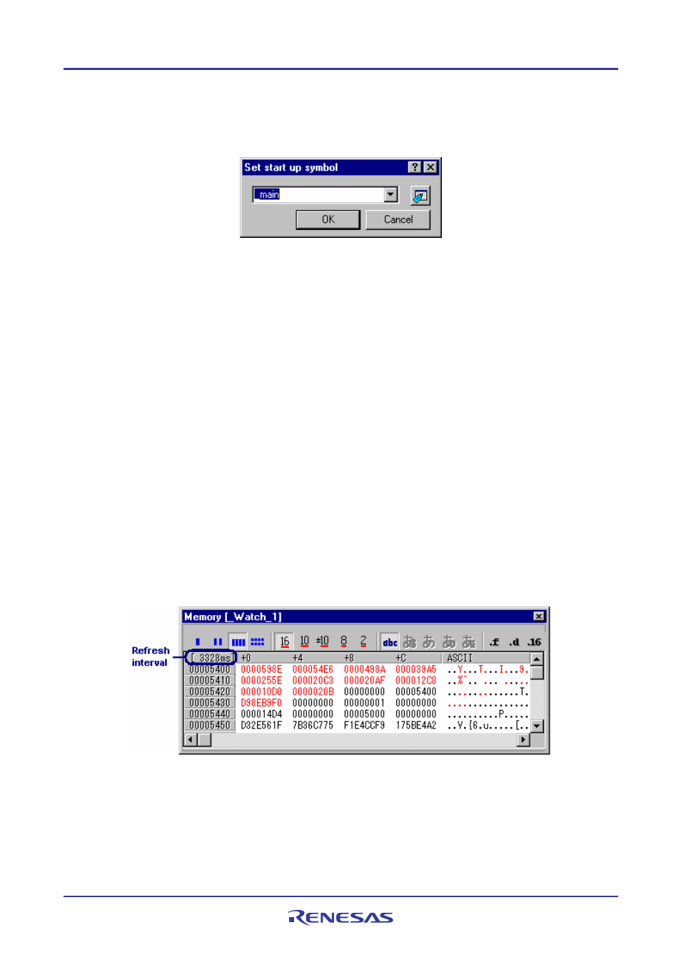 15 refreshing the memory window, 16 disabling refresh of the memory window, 17 regularly refreshing the memory window | Renesas REJ10J1837-0100 User Manual | Page 333 / 439