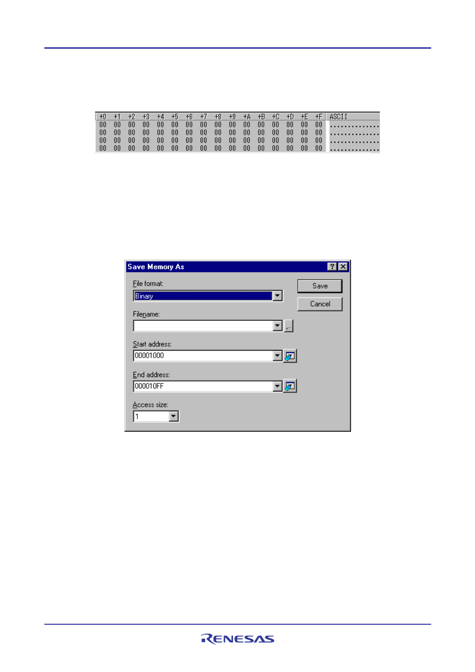 25 saving an area of memory, 26 loading a memory area from a file | Renesas REJ10J1837-0100 User Manual | Page 336 / 439