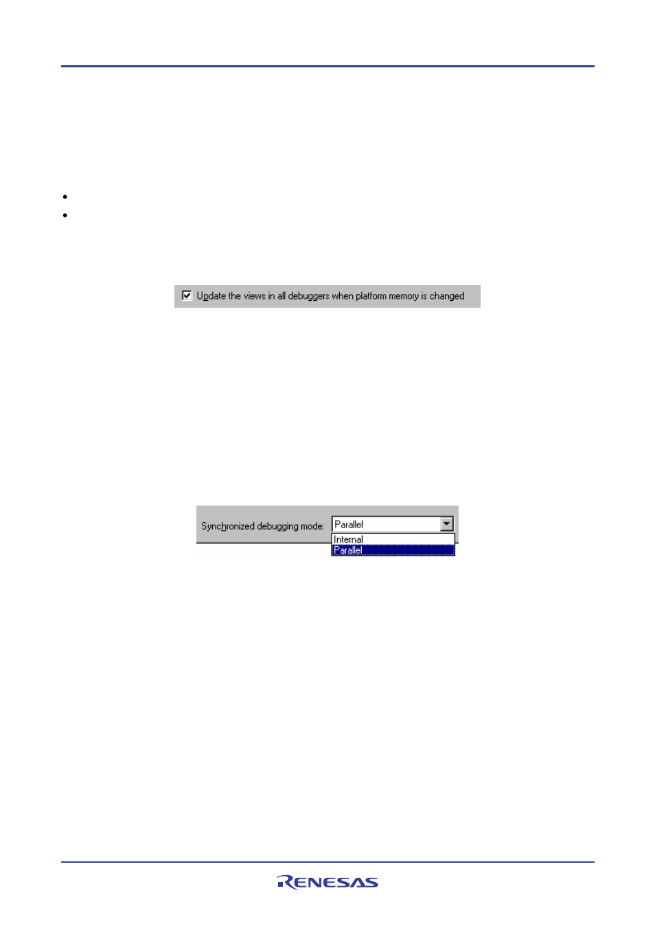 4 setting the memory update option, 5 synchronized debugging mode, 6 start synchronized debugging | Renesas REJ10J1837-0100 User Manual | Page 397 / 439