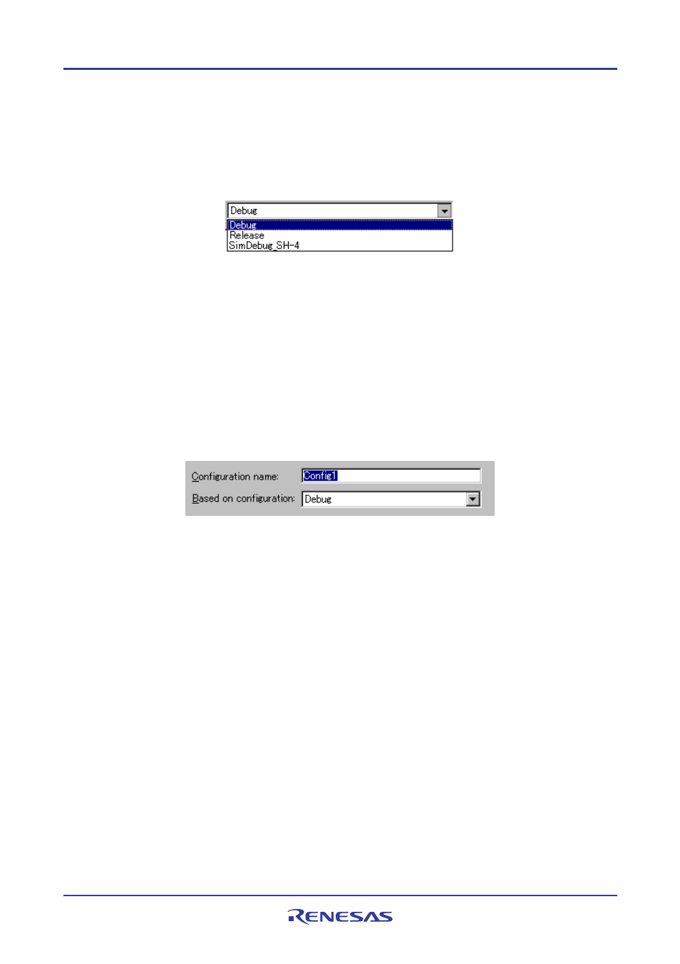 1 selecting a build configuration, 2 adding a new build configuration, 3 removing a build configuration | Renesas REJ10J1837-0100 User Manual | Page 65 / 439