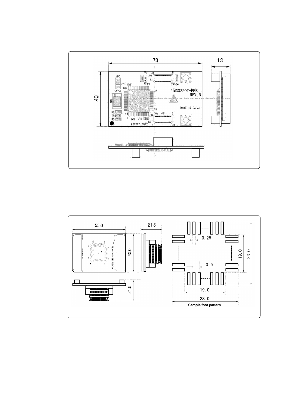 2 external dimensions, 1) external dimensions of pod probe | Renesas M30220T-PRB User Manual | Page 27 / 38