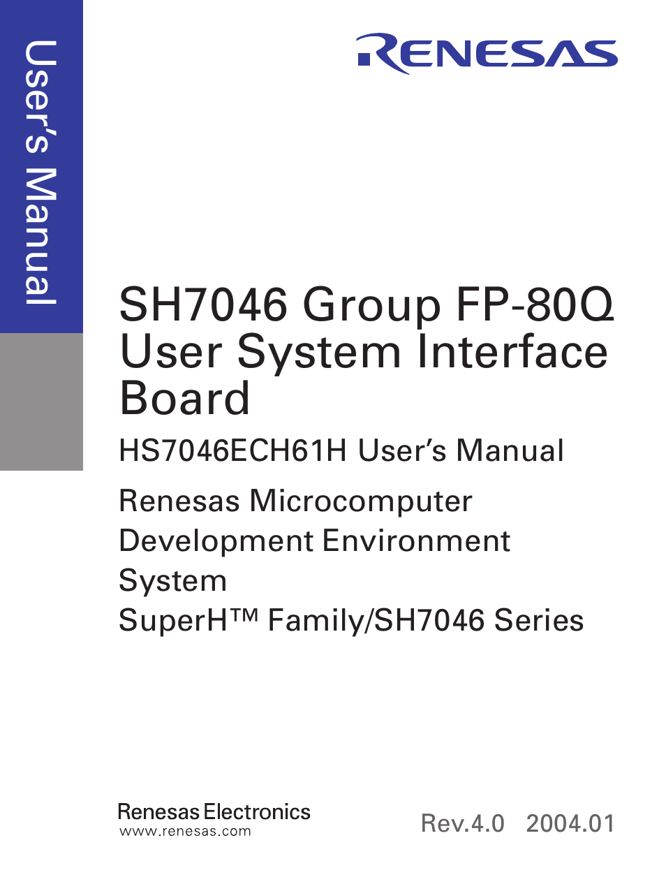 Cover | Renesas HS7046ECH61H User Manual | Page 3 / 28