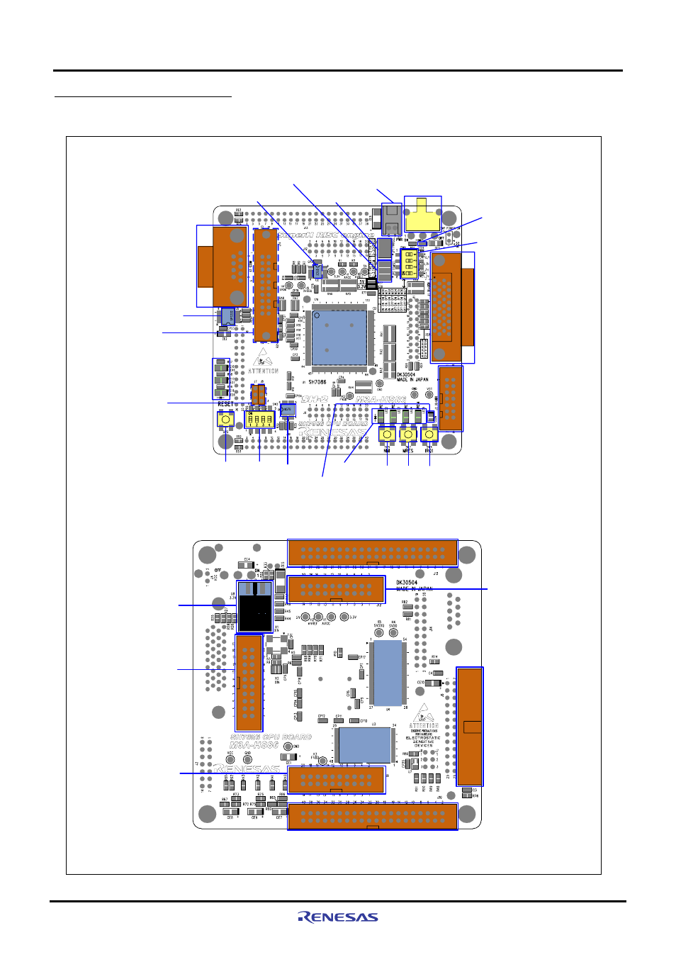 6 m3a-hs86 board overview, Overview, Top view of the solder side | Renesas SuperH M3A-HS86 User Manual | Page 12 / 70