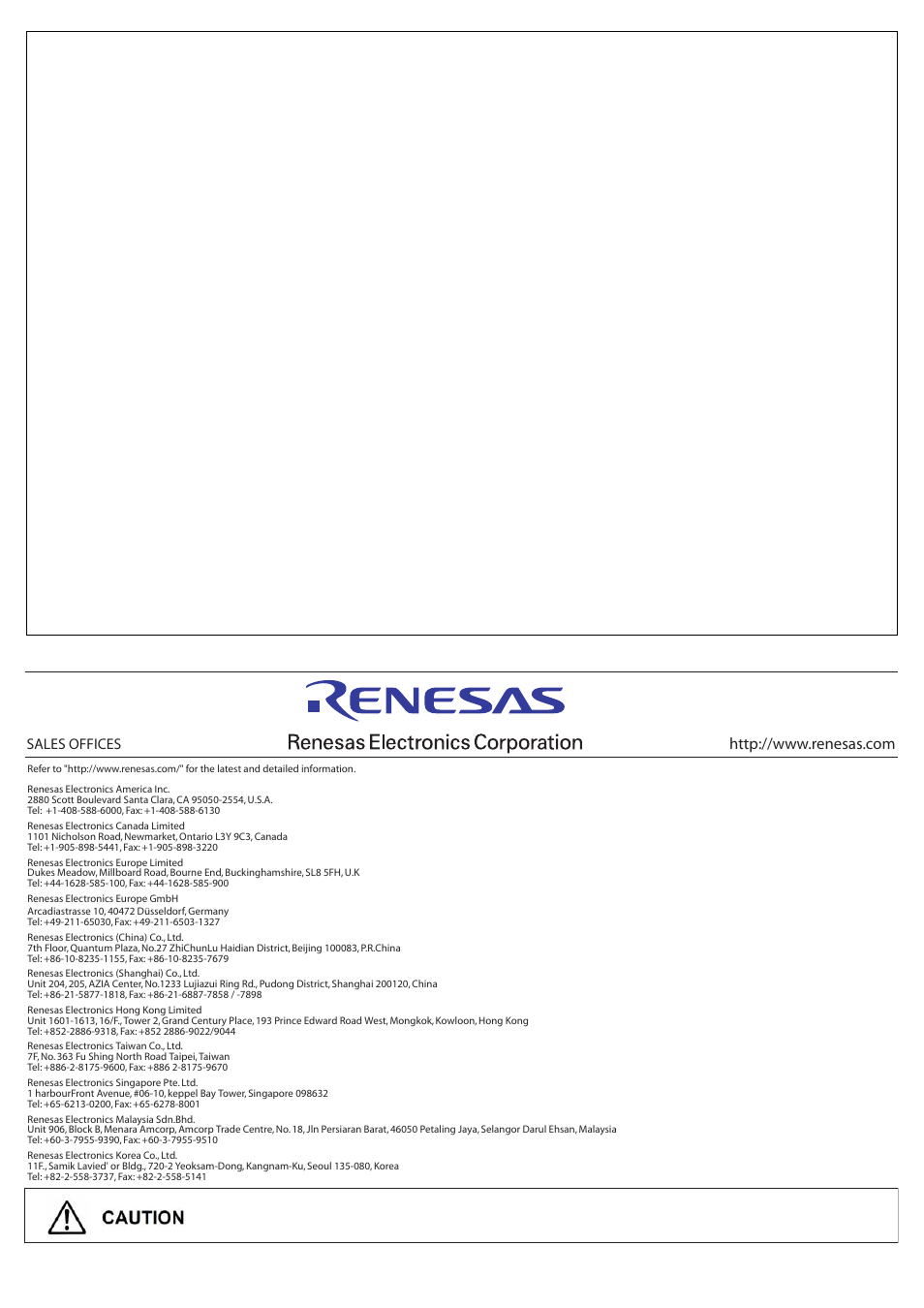 Sales offices, Notice | Renesas R0E53032ACSJC0 User Manual | Page 4 / 4