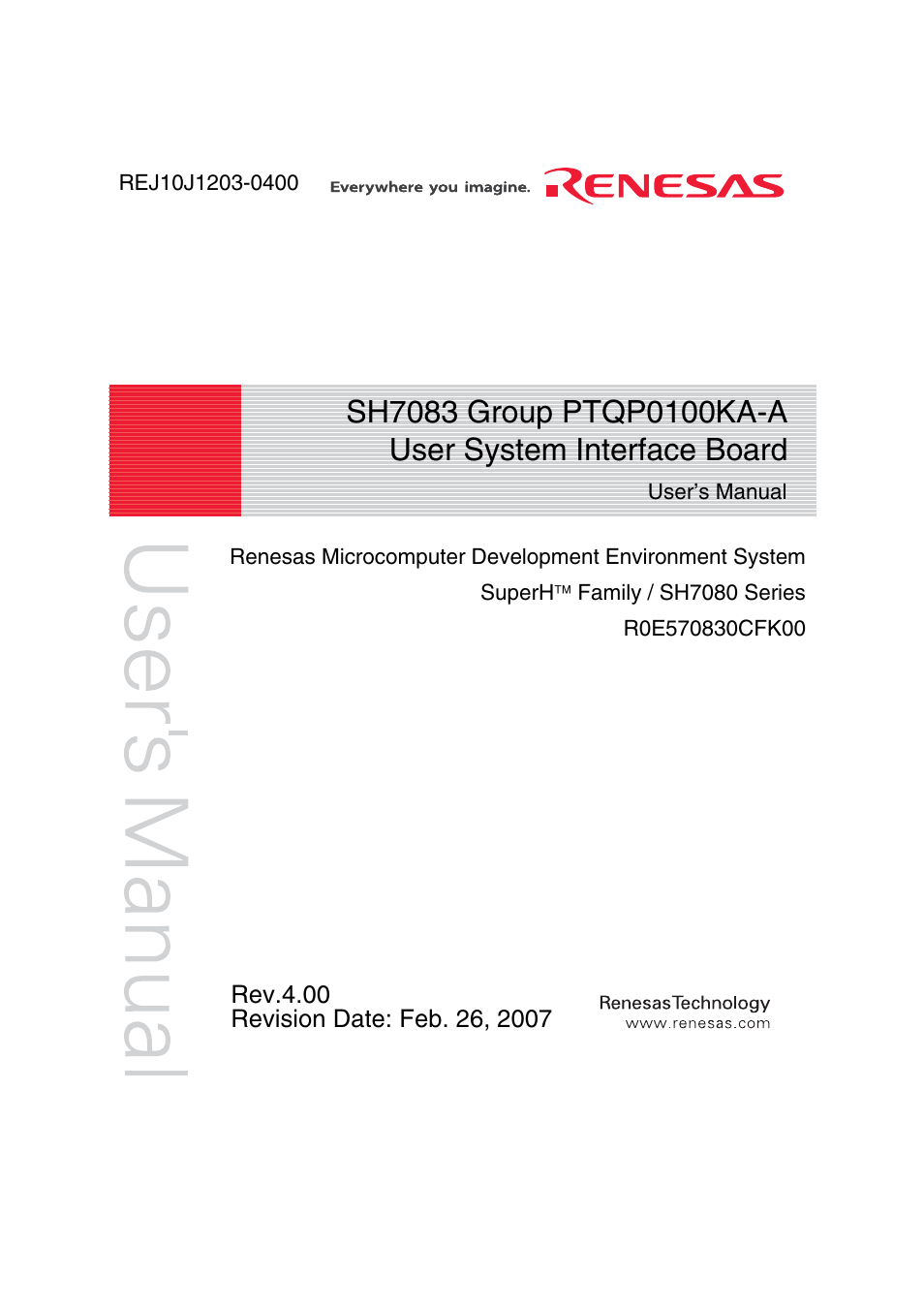 Renesas SuperHTM Family SH7083 User Manual | 46 pages