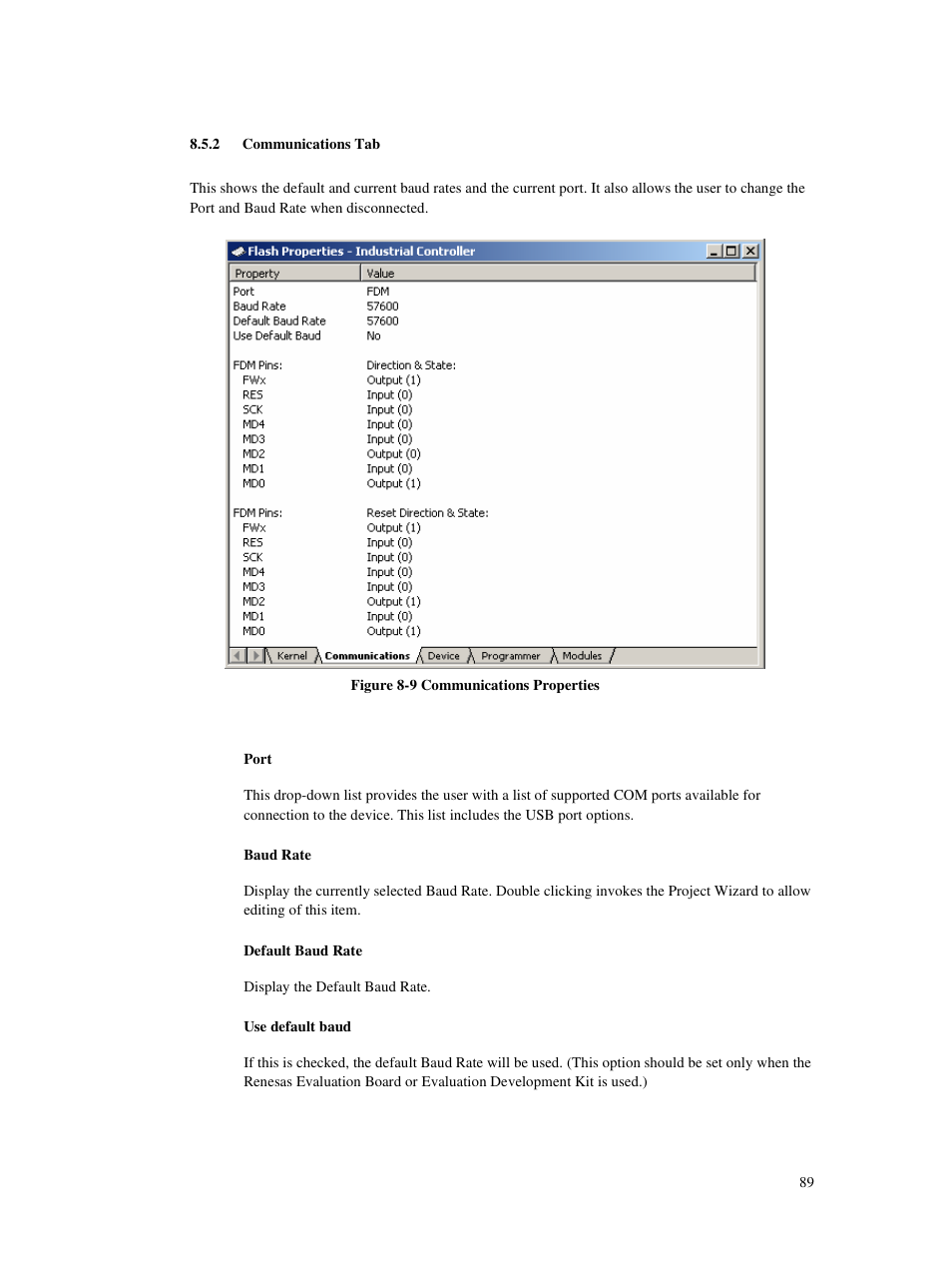 2 communications tab | Renesas Single-Chip Microcomputer M306NKT3 User Manual | Page 105 / 147