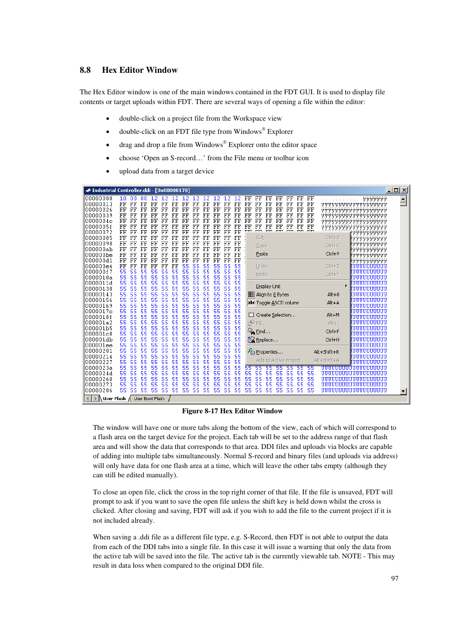 8 hex editor window | Renesas Single-Chip Microcomputer M306NKT3 User Manual | Page 113 / 147