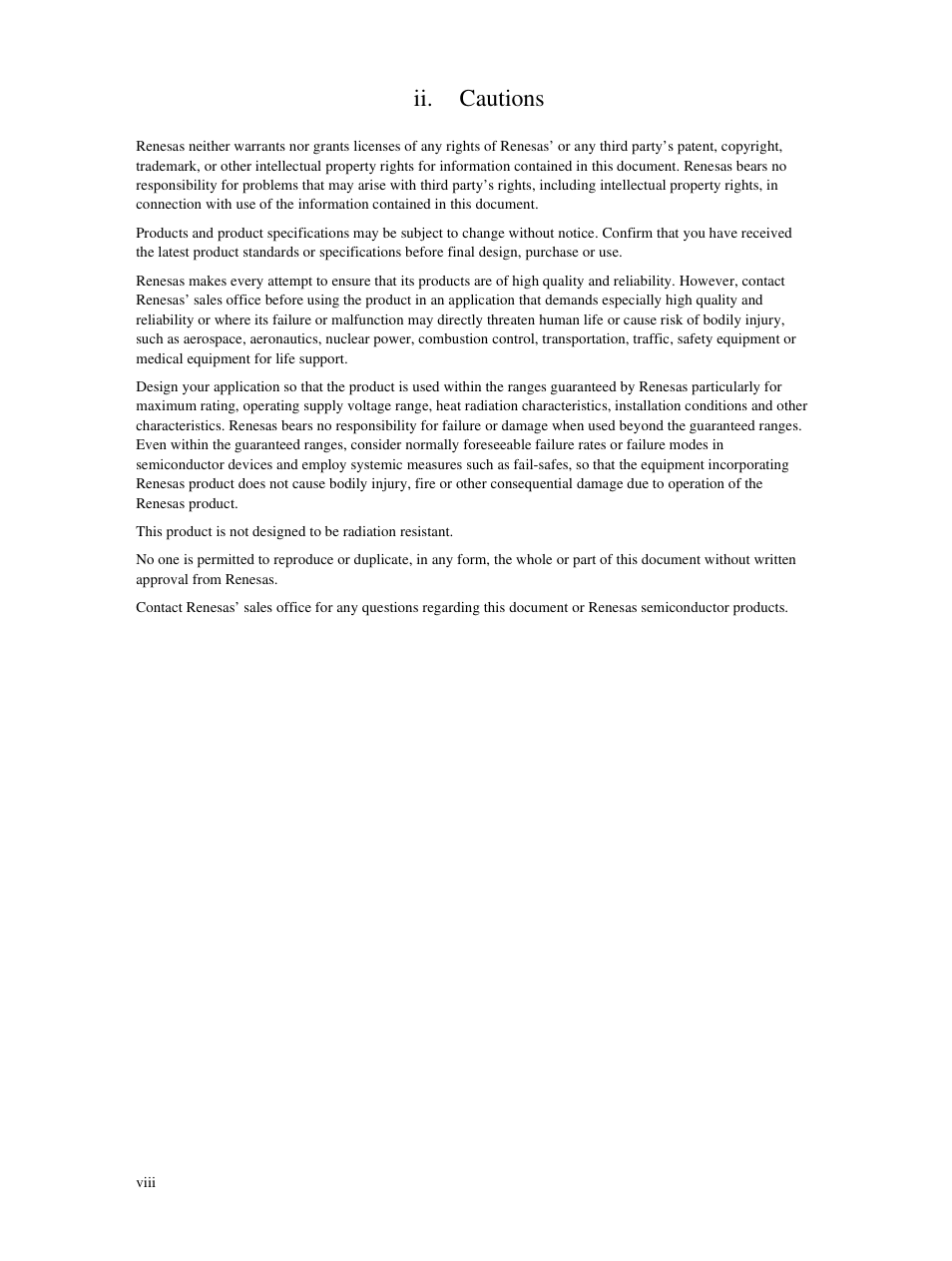 Ii. cautions | Renesas Single-Chip Microcomputer M306NKT3 User Manual | Page 12 / 147