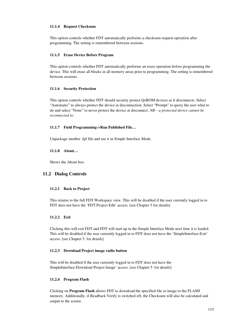 4 request checksum, 5 erase device before program, 6 security protection | 7 field programming->run published file, 8 about, 2 dialog controls, 1 back to project, 2 exit, 3 download project image radio button, 4 program flash | Renesas Single-Chip Microcomputer M306NKT3 User Manual | Page 131 / 147