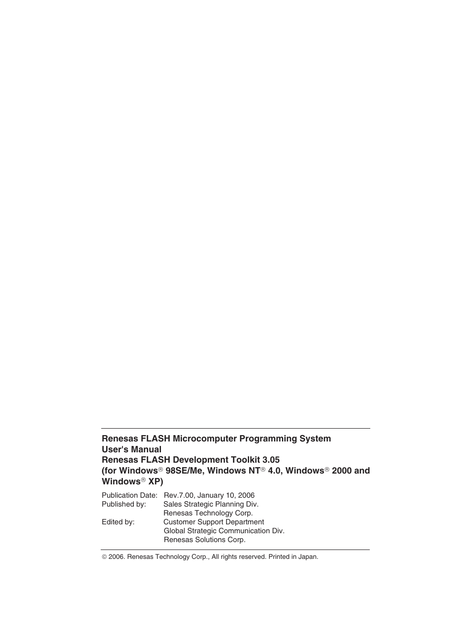 Colophon | Renesas Single-Chip Microcomputer M306NKT3 User Manual | Page 145 / 147