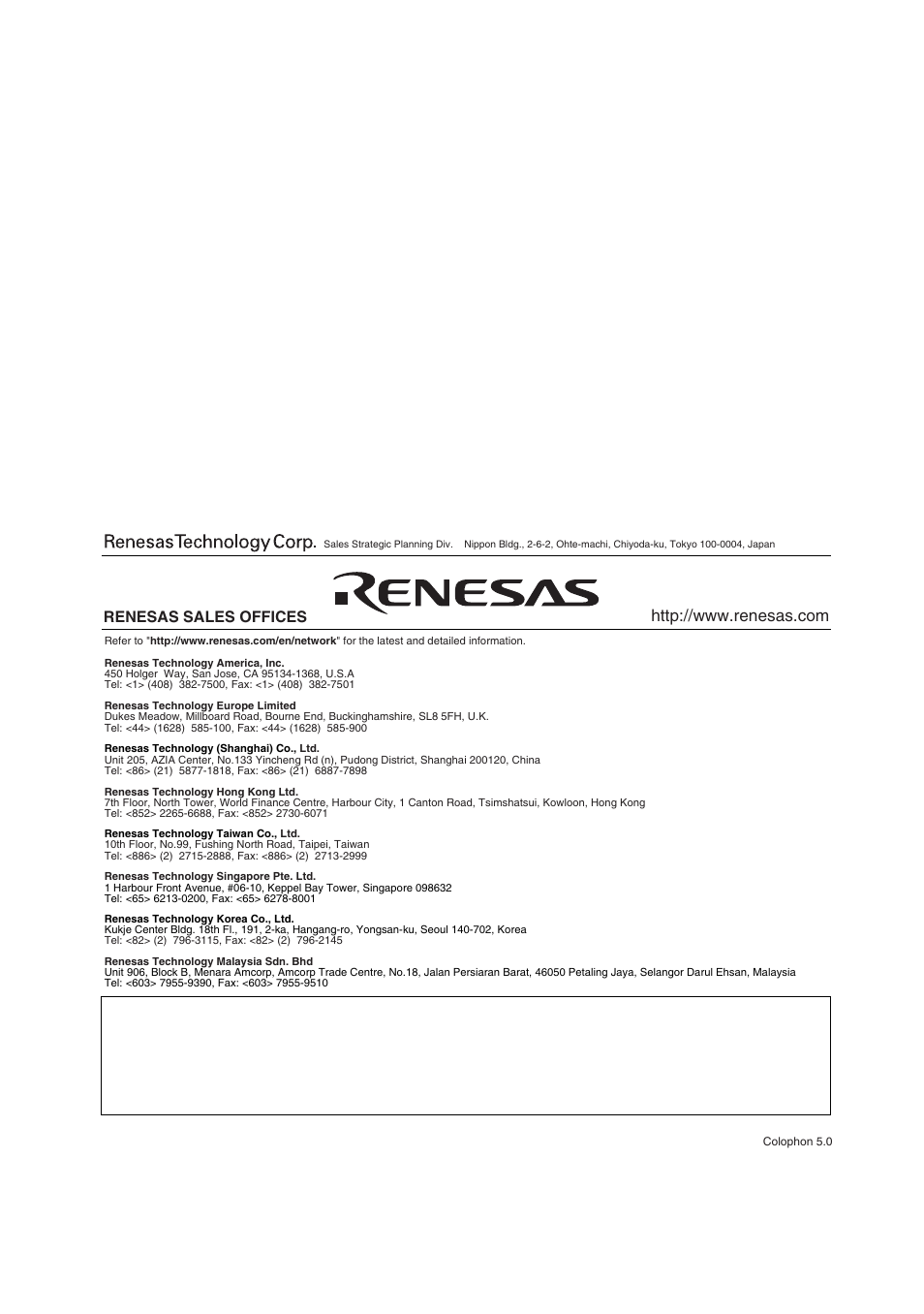 Renesas sales offices | Renesas Single-Chip Microcomputer M306NKT3 User Manual | Page 146 / 147