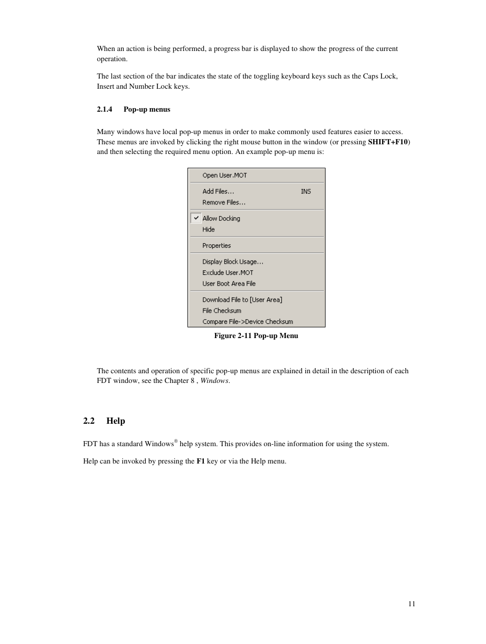 4 pop-up menus, 2 help | Renesas Single-Chip Microcomputer M306NKT3 User Manual | Page 27 / 147