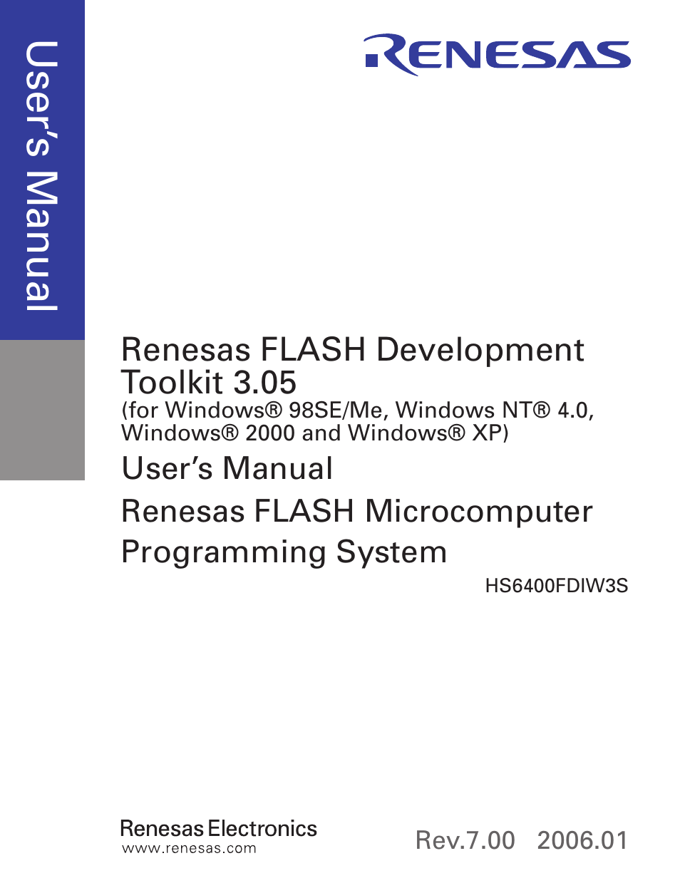 Cover, Use r’s m an ua l | Renesas Single-Chip Microcomputer M306NKT3 User Manual | Page 3 / 147