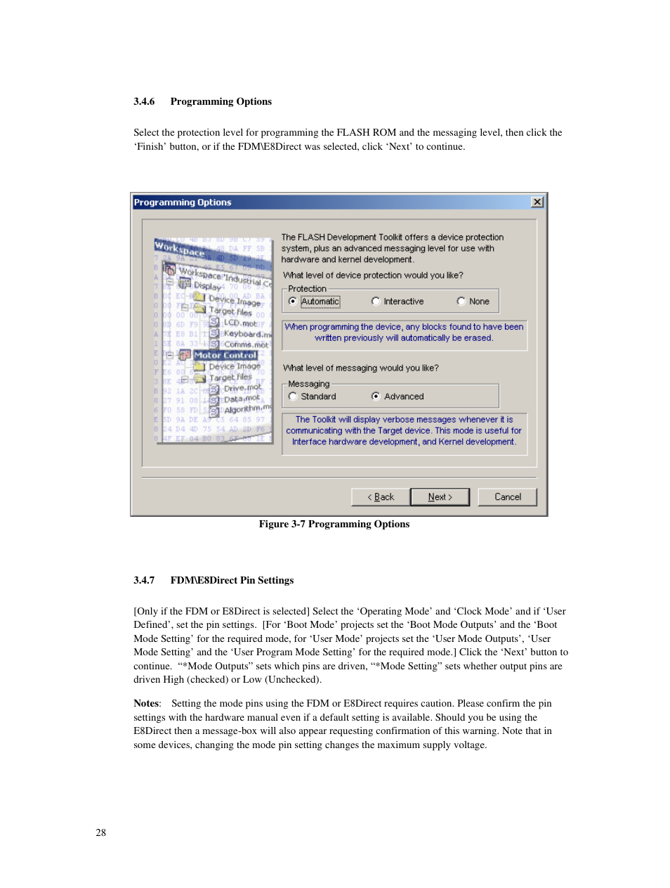 6 programming options, 7 fdm\e8direct pin settings | Renesas Single-Chip Microcomputer M306NKT3 User Manual | Page 44 / 147
