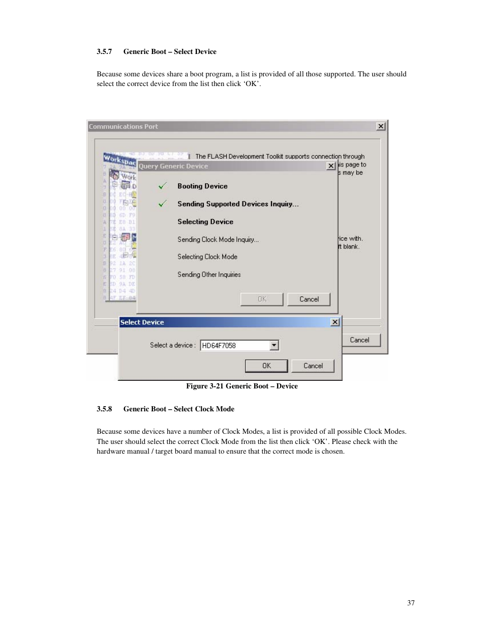 7 generic boot – select device, 8 generic boot – select clock mode | Renesas Single-Chip Microcomputer M306NKT3 User Manual | Page 53 / 147