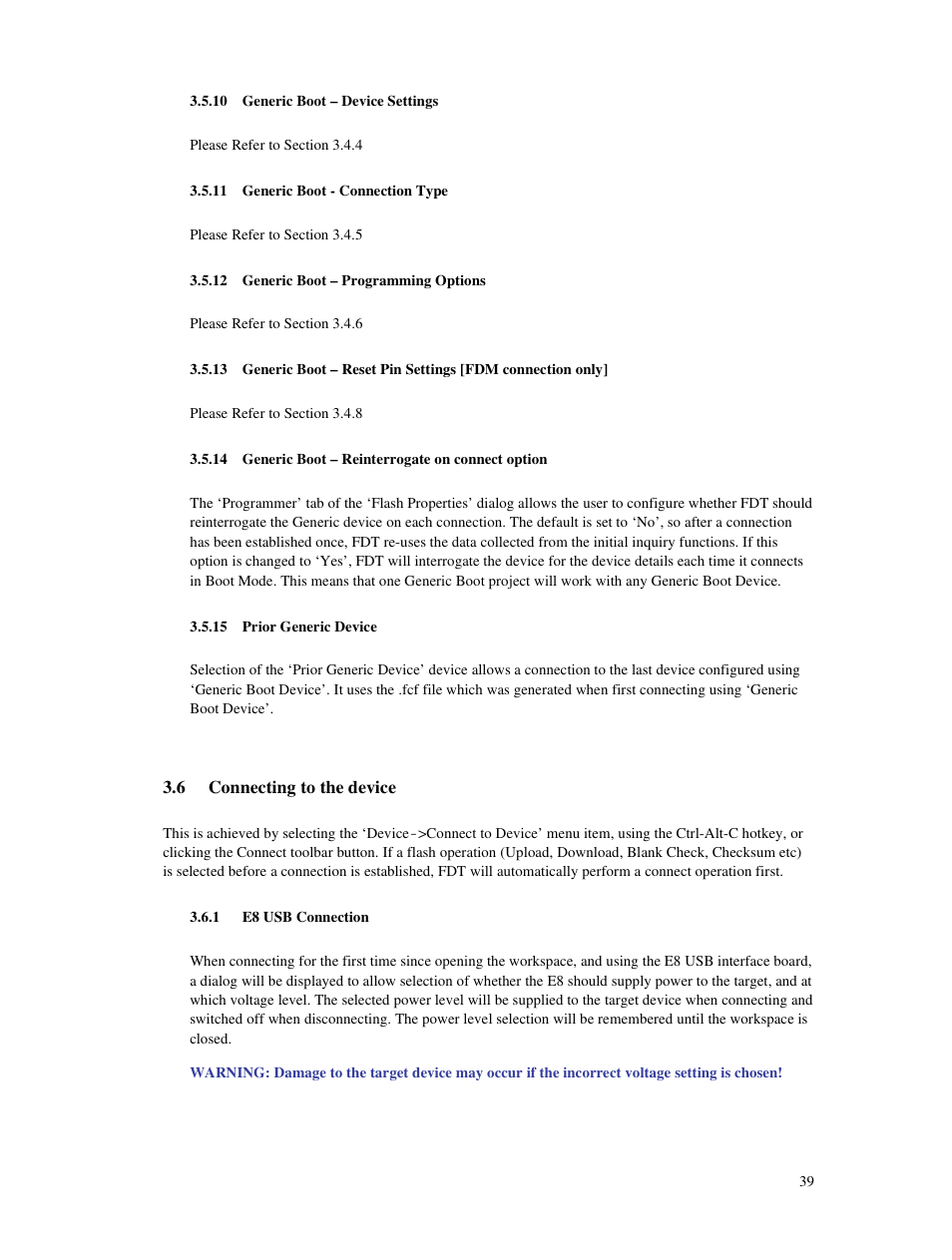 10 generic boot – device settings, 11 generic boot - connection type, 12 generic boot – programming options | 14 generic boot – reinterrogate on connect option, 15 prior generic device, 6 connecting to the device, 1 e8 usb connection | Renesas Single-Chip Microcomputer M306NKT3 User Manual | Page 55 / 147