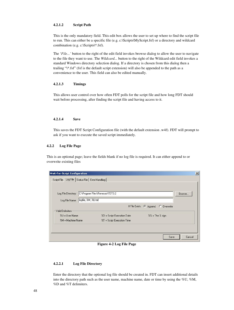 2 script path, 3 timings, 4 save | 1 log file directory | Renesas Single-Chip Microcomputer M306NKT3 User Manual | Page 64 / 147