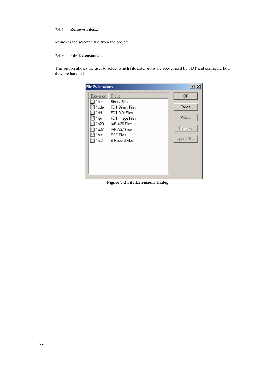 4 remove files, 5 file extensions | Renesas Single-Chip Microcomputer M306NKT3 User Manual | Page 88 / 147