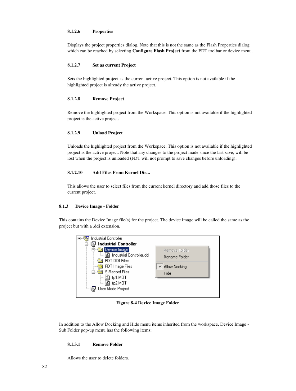 6 properties, 7 set as current project, 8 remove project | 9 unload project, 10 add files from kernel dir, 3 device image - folder, 1 remove folder | Renesas Single-Chip Microcomputer M306NKT3 User Manual | Page 98 / 147