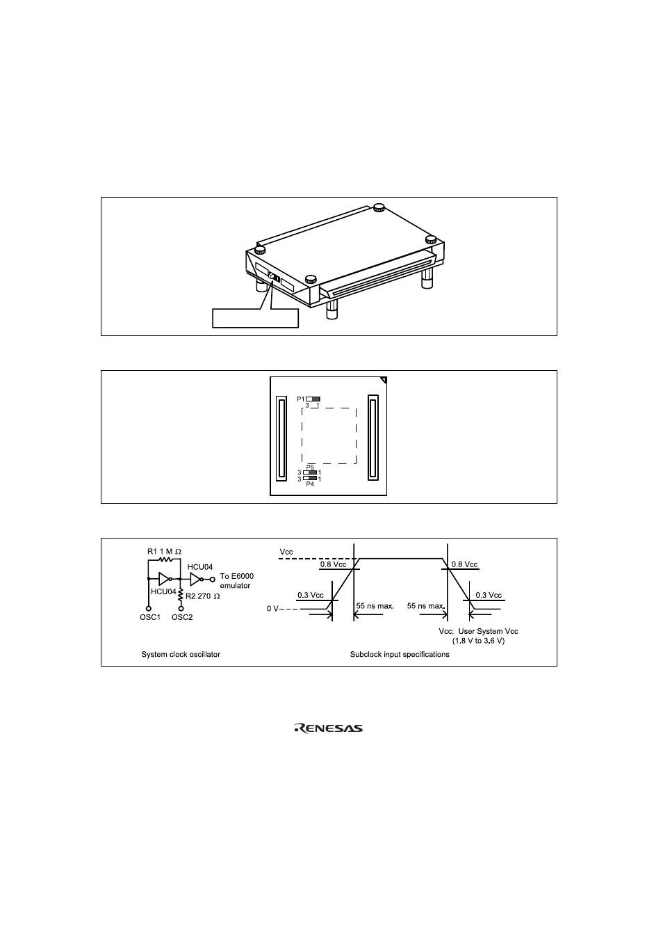 Figure 10 expansion i/o board subclock selection, Figure 11 p4 and p5 jumpers, E6000 | Renesas H8/3937 Series User Manual | Page 20 / 21