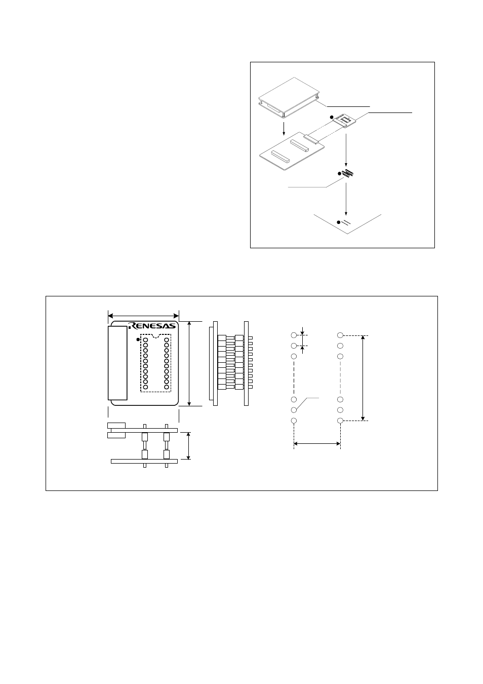 Connection procedure, External dimensions and a sample foot pattern, Connection procedure (see figure 3) | Renesas R0E521174CDB00 User Manual | Page 5 / 6