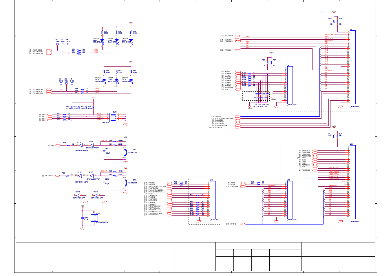 Connectors, M3a-hs85, Renesas solutions corporation | Ver. 1.03, Change, Connectors sh7285 extension connector, A/d connector led&sw, Date approved scale designed checked drawn | Renesas M3A-HS85 User Manual | Page 66 / 70