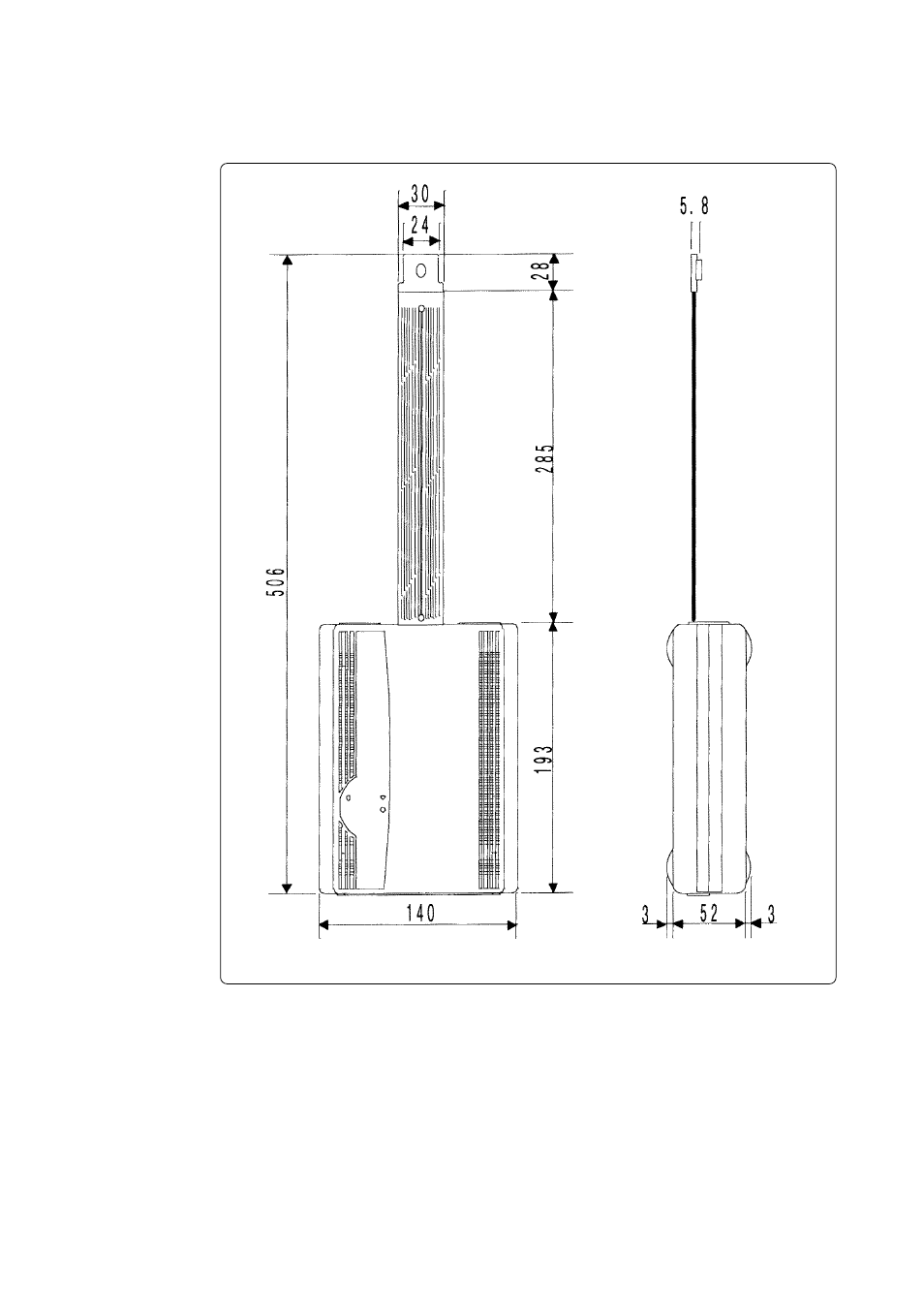 External dimensions, Chapter 6. external dimensions | Renesas Emulation Pod forM16C/20 Series M30200T-RPD-E User Manual | Page 27 / 34