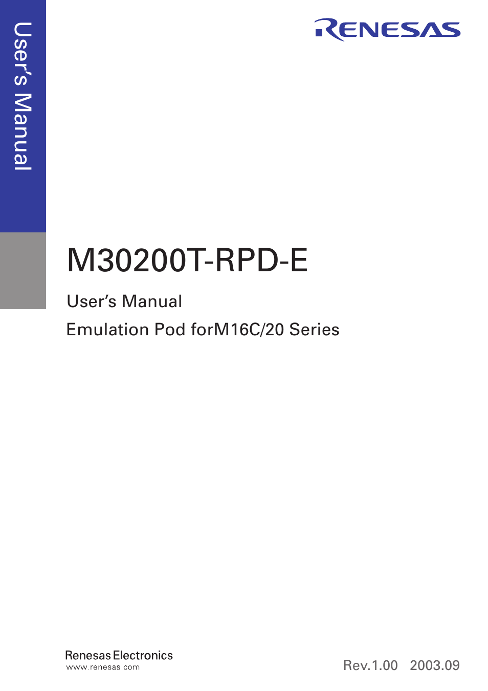 Renesas Emulation Pod forM16C/20 Series M30200T-RPD-E User Manual | Page 3 / 34