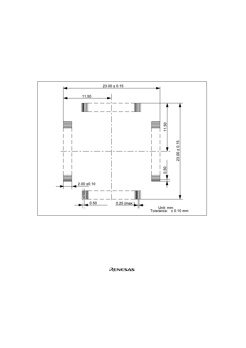 3recommended dimensions for user system mount pad, Figure 6 recommended dimensions for mount pad, Recommended dimensions for user system mount pad | Renesas H8S/2643 Series User Manual | Page 14 / 20