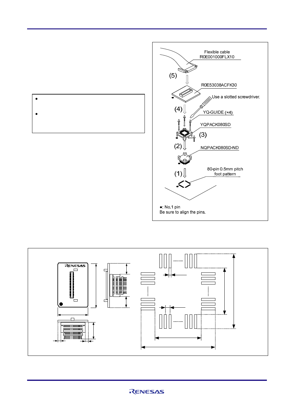 Connection procedure (see figure 3), External dimensions and a sample foot pattern | Renesas R0E53038ACFK30 User Manual | Page 2 / 4