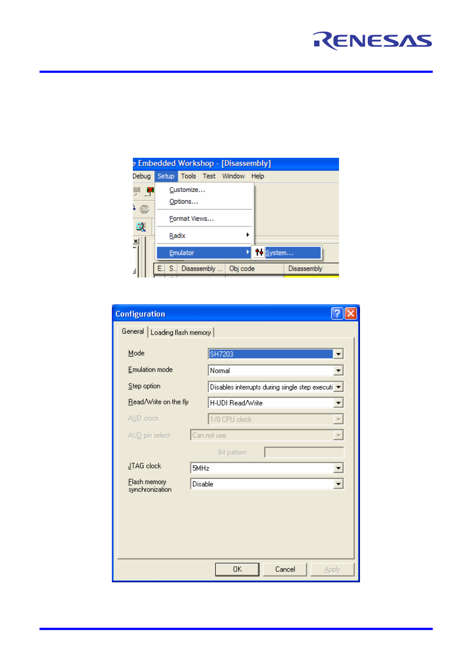 Setting up hew for flashing, Setting fmtool, Wow-sh7203 µclinux | User’s manual | Renesas Single-Chip Microcomputer SH7203 User Manual | Page 8 / 13