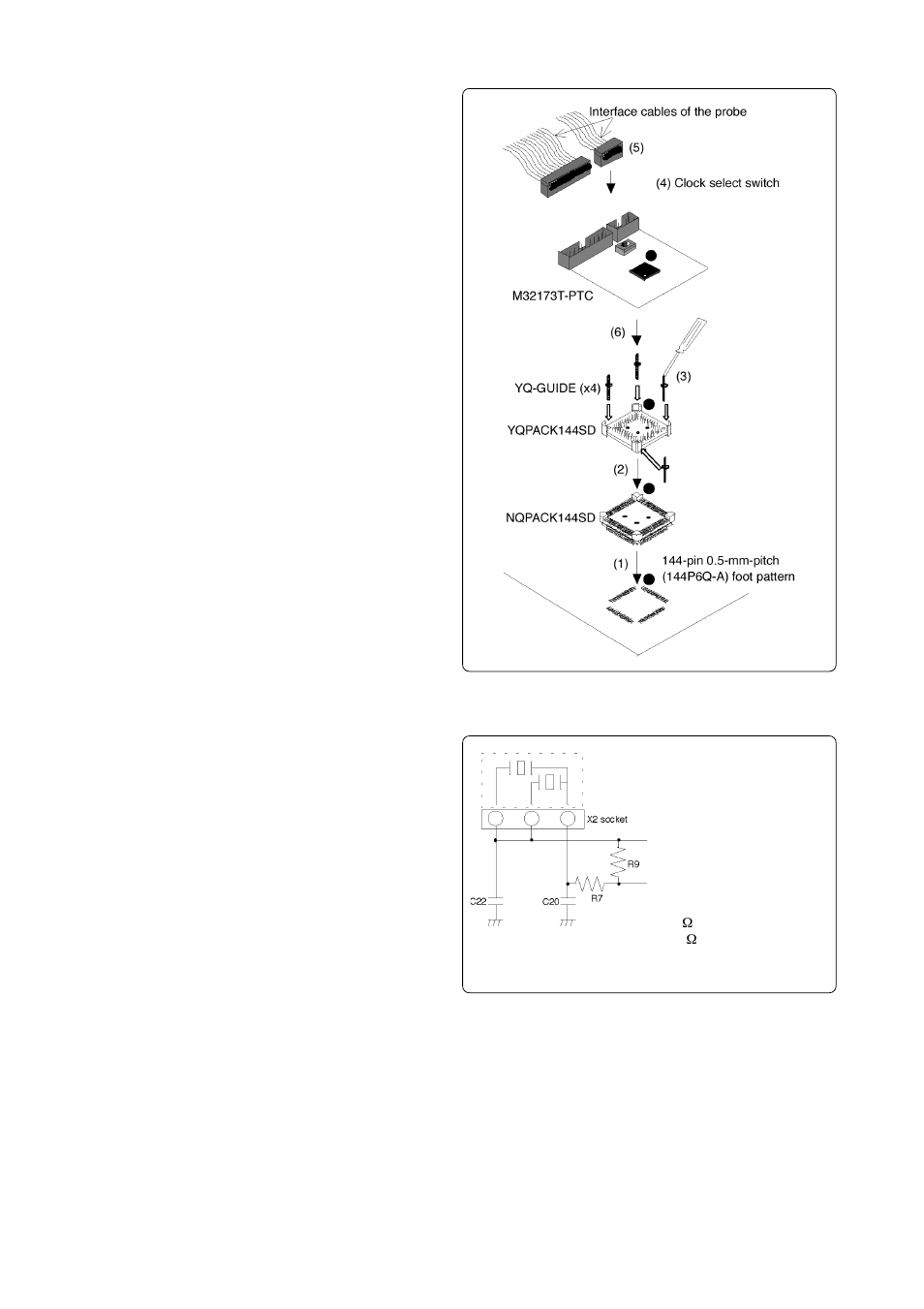 Connection procedure, Selecting the clock | Renesas M32173T-PTC User Manual | Page 5 / 7