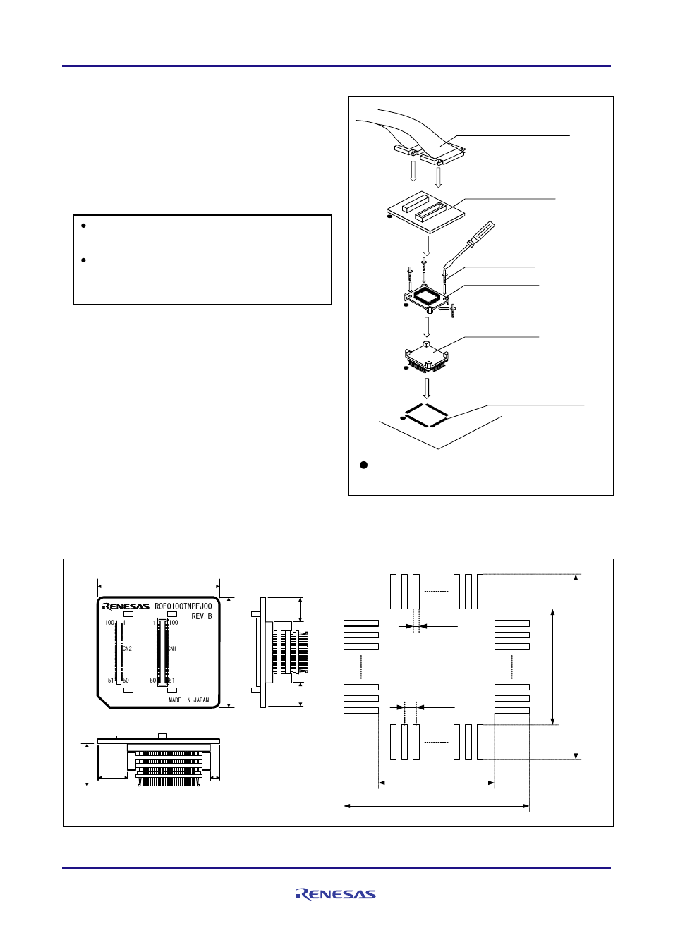 Connection procedure (see figure 3), External dimensions and a sample foot pattern | Renesas R0E0100TNPFJ00 User Manual | Page 2 / 4