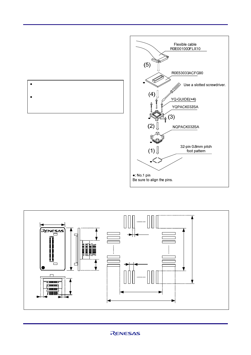 Connection procedure (see figure 3), External dimensions and a sample foot pattern | Renesas Converter Board R0E53033ACFG90 User Manual | Page 2 / 4