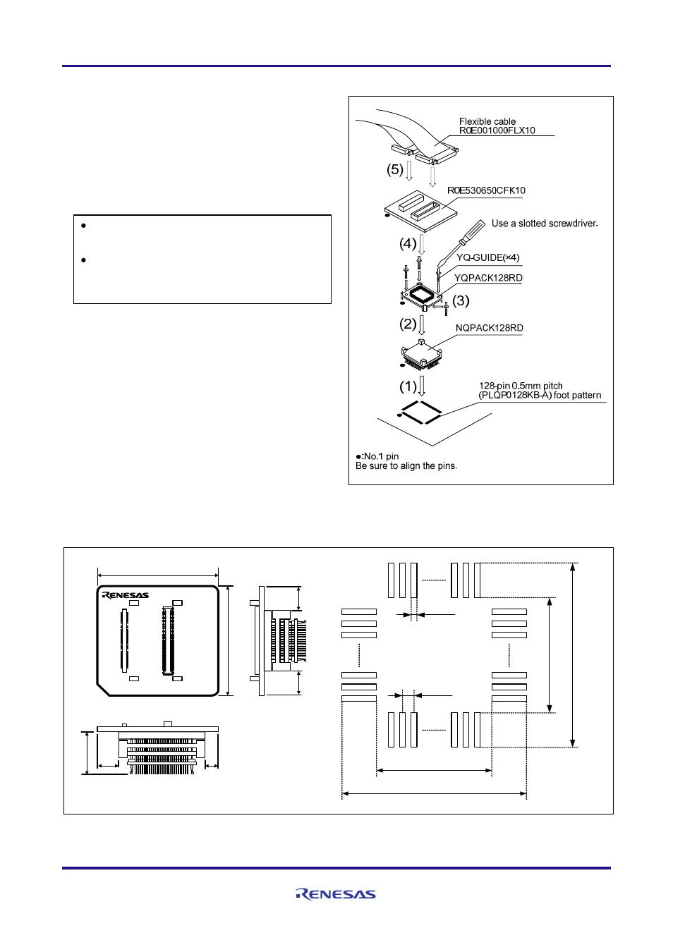 Connection procedure (see figure 3), External dimensions and a sample foot pattern, Unit : mm | Renesas Converter Board R0E530650CFK10 User Manual | Page 2 / 4