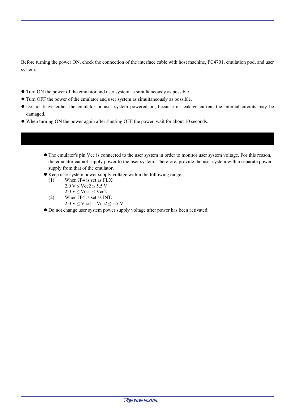 5 turning on the power, 1 checking the connections of the emulator system, 2 turning on/off the power | Important | Renesas Emulation Pod M306H7T3-RPD-E User Manual | Page 28 / 90