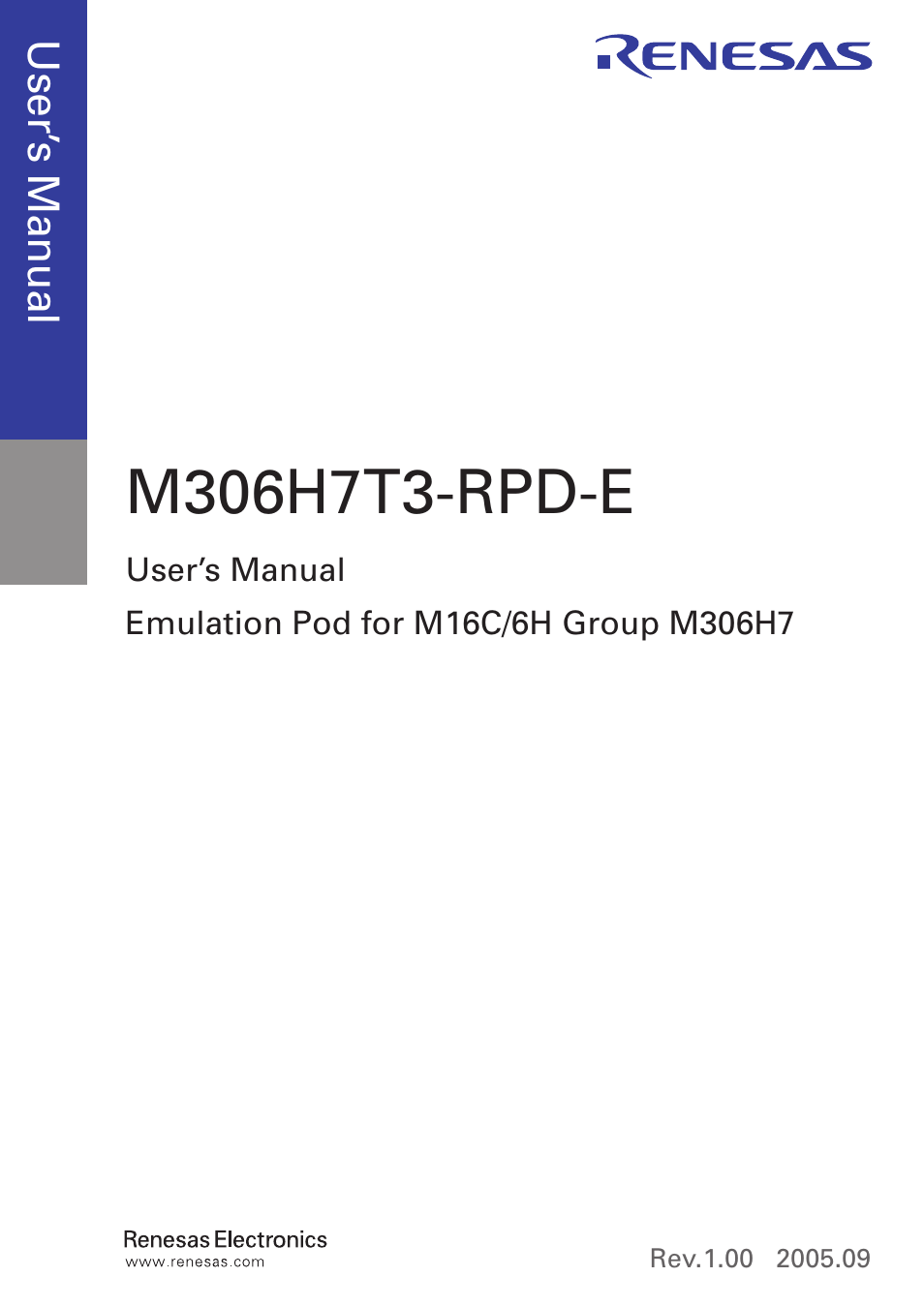 Renesas Emulation Pod M306H7T3-RPD-E User Manual | Page 3 / 90