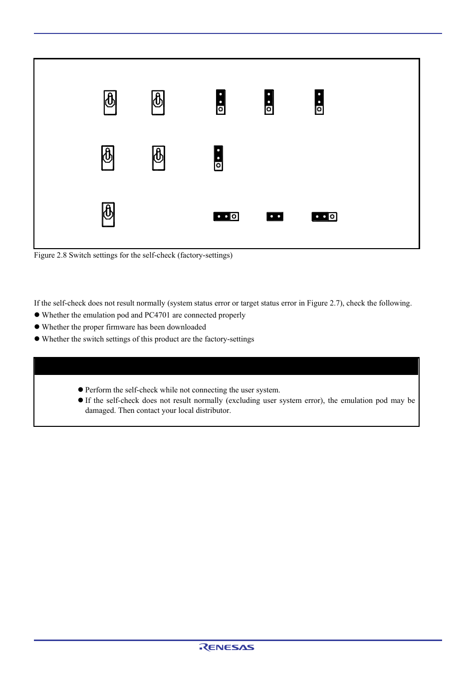 2 if an error is detected in the self-check, Important | Renesas Emulation Pod M306H7T3-RPD-E User Manual | Page 32 / 90