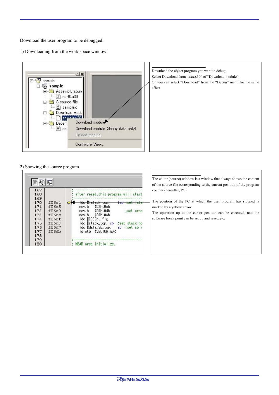 4 downloading program | Renesas Emulation Pod M306H7T3-RPD-E User Manual | Page 58 / 90
