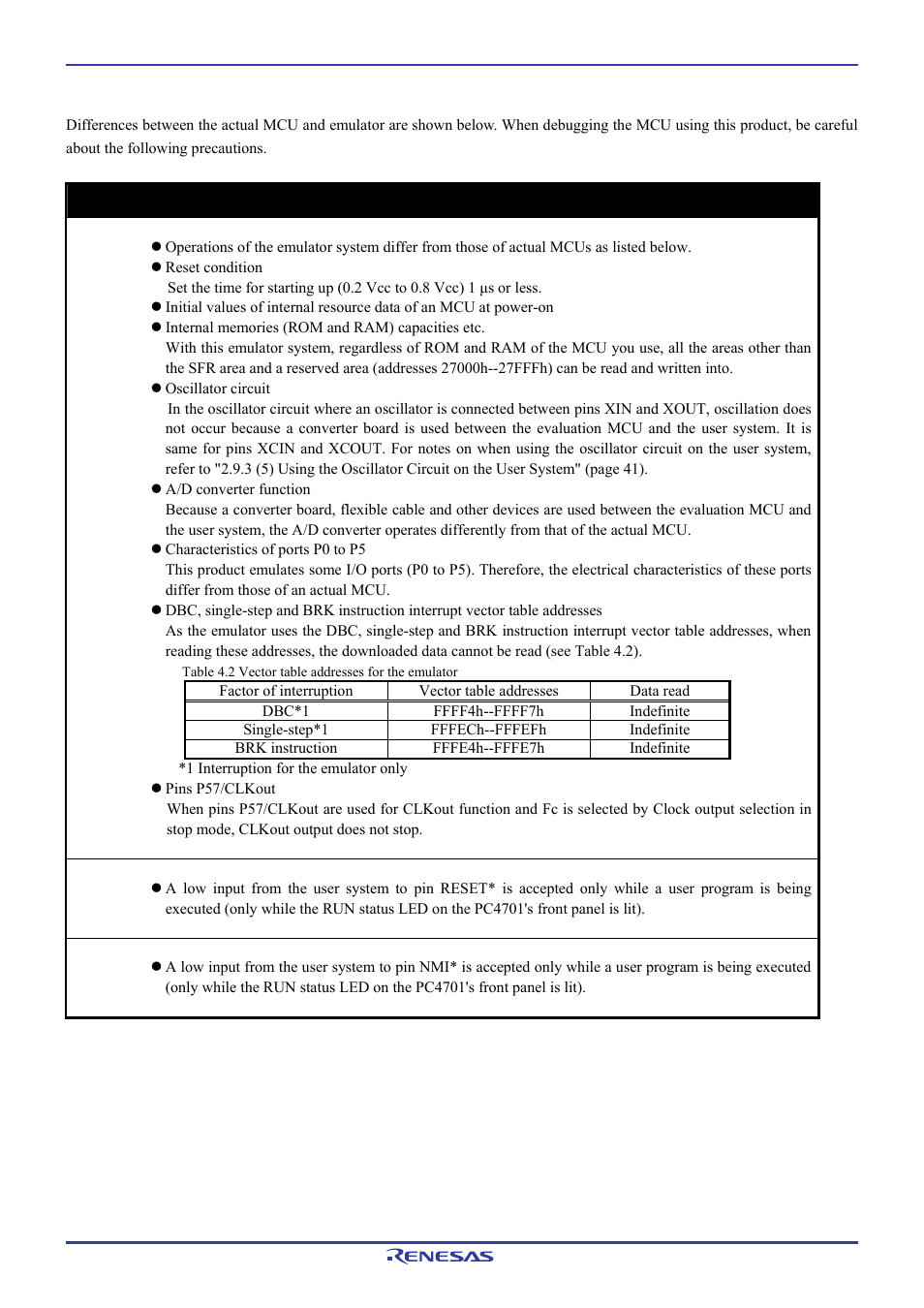 2 differences between the actual mcu and emulator, Important | Renesas Emulation Pod M306H7T3-RPD-E User Manual | Page 72 / 90