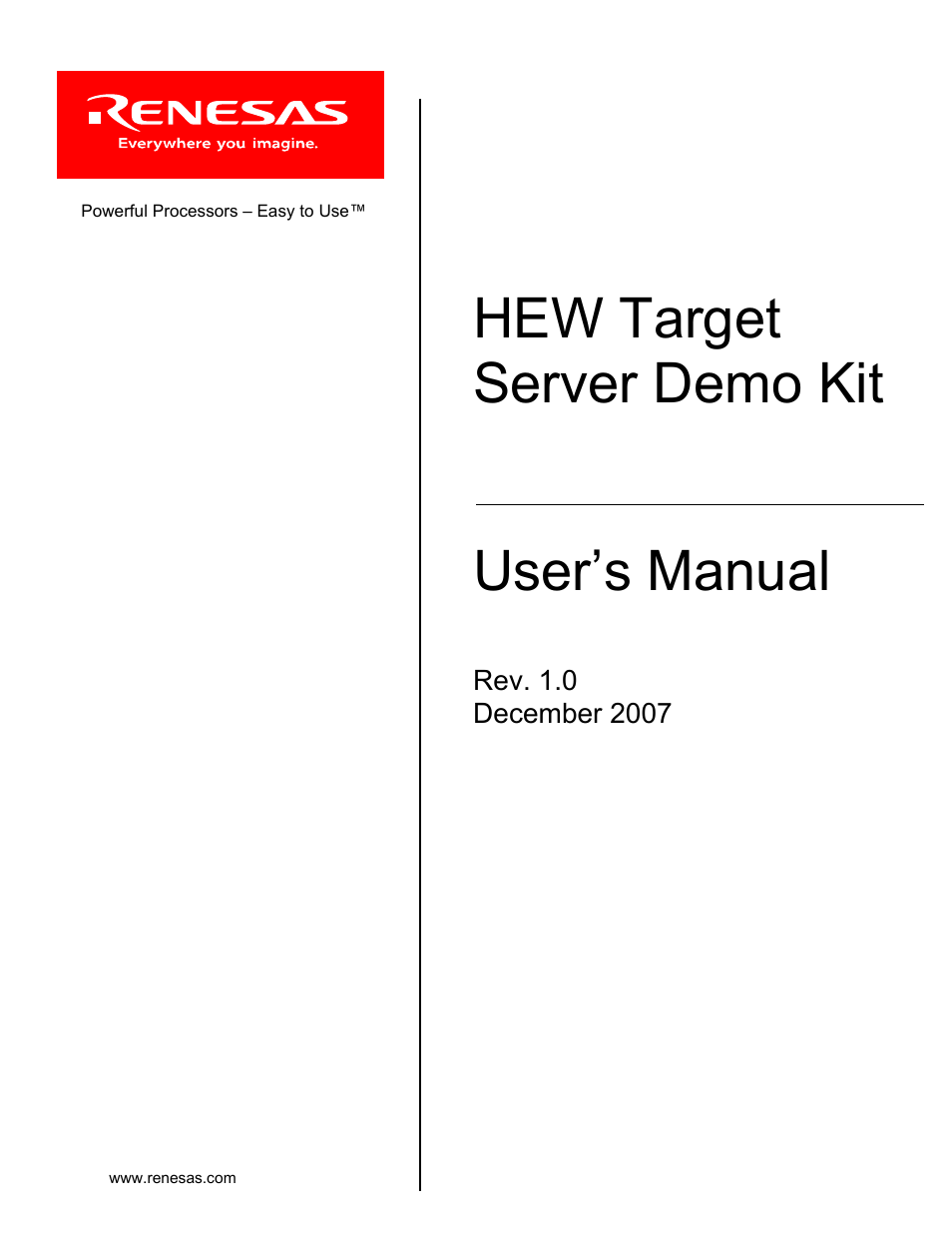 Renesas HEW Target User Manual | 20 pages