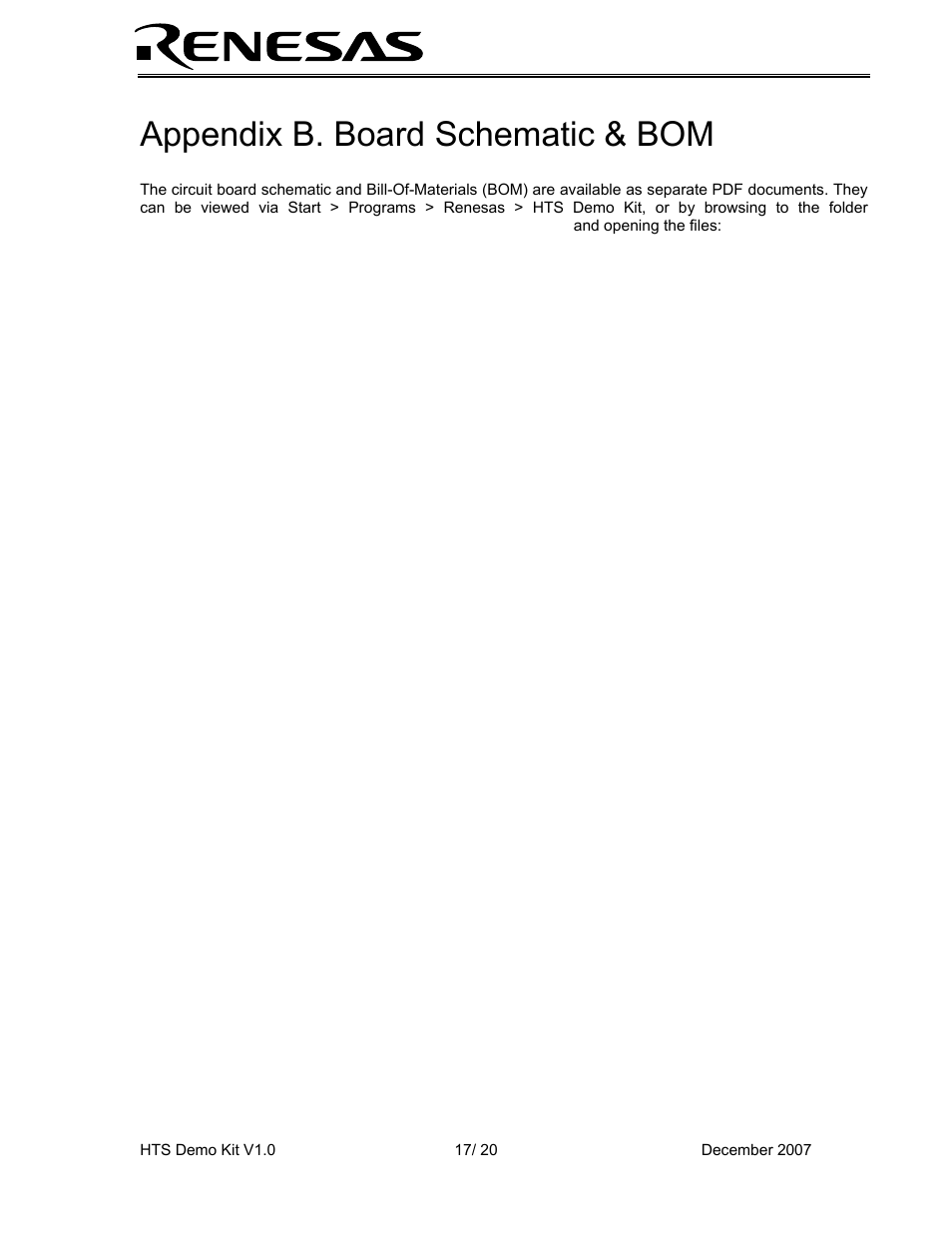 Appendix b. board schematic & bom | Renesas HEW Target User Manual | Page 17 / 20