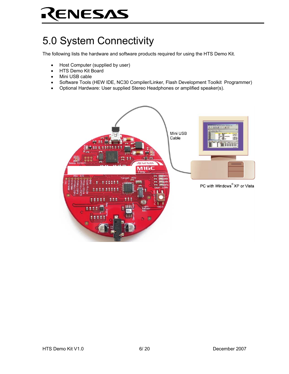 0 system connectivity | Renesas HEW Target User Manual | Page 6 / 20