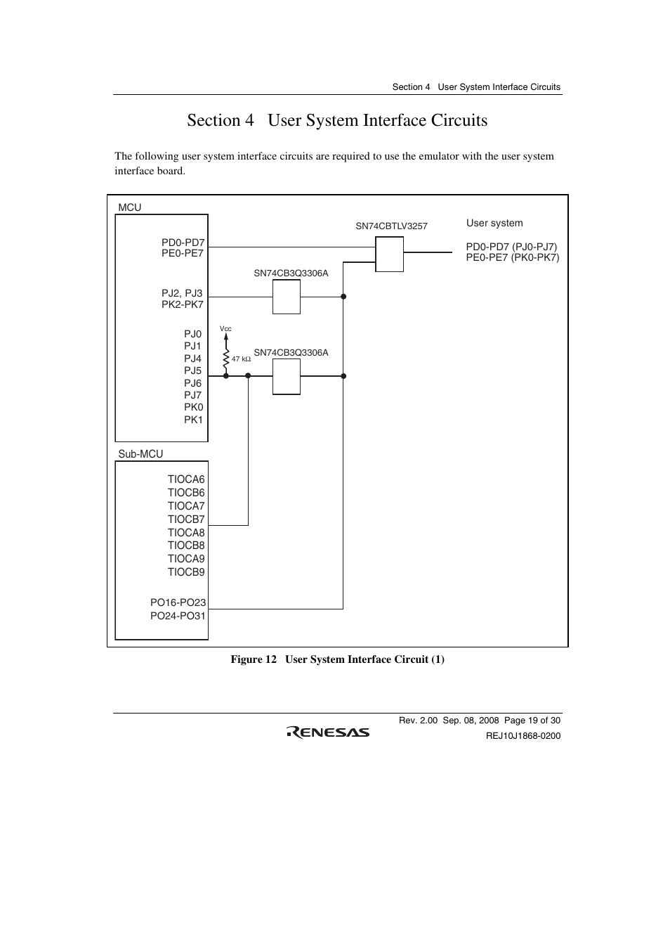 Section 4 user system interface circuits | Renesas H8SX/1658R User Manual | Page 35 / 50