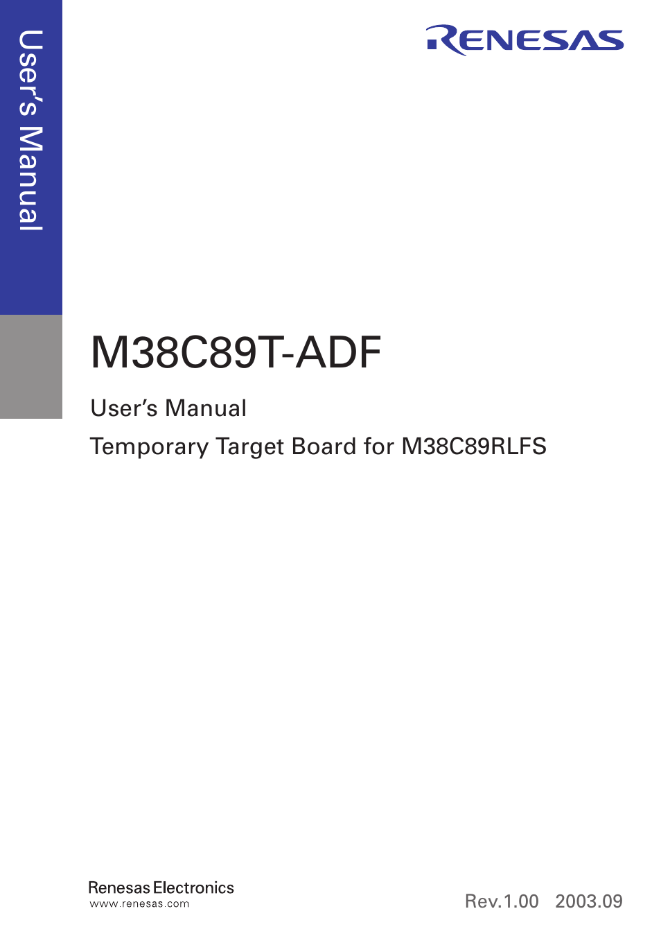 M38c89t-adf | Renesas Single-Chip Microcomputer M38C89T-ADF User Manual | Page 3 / 16