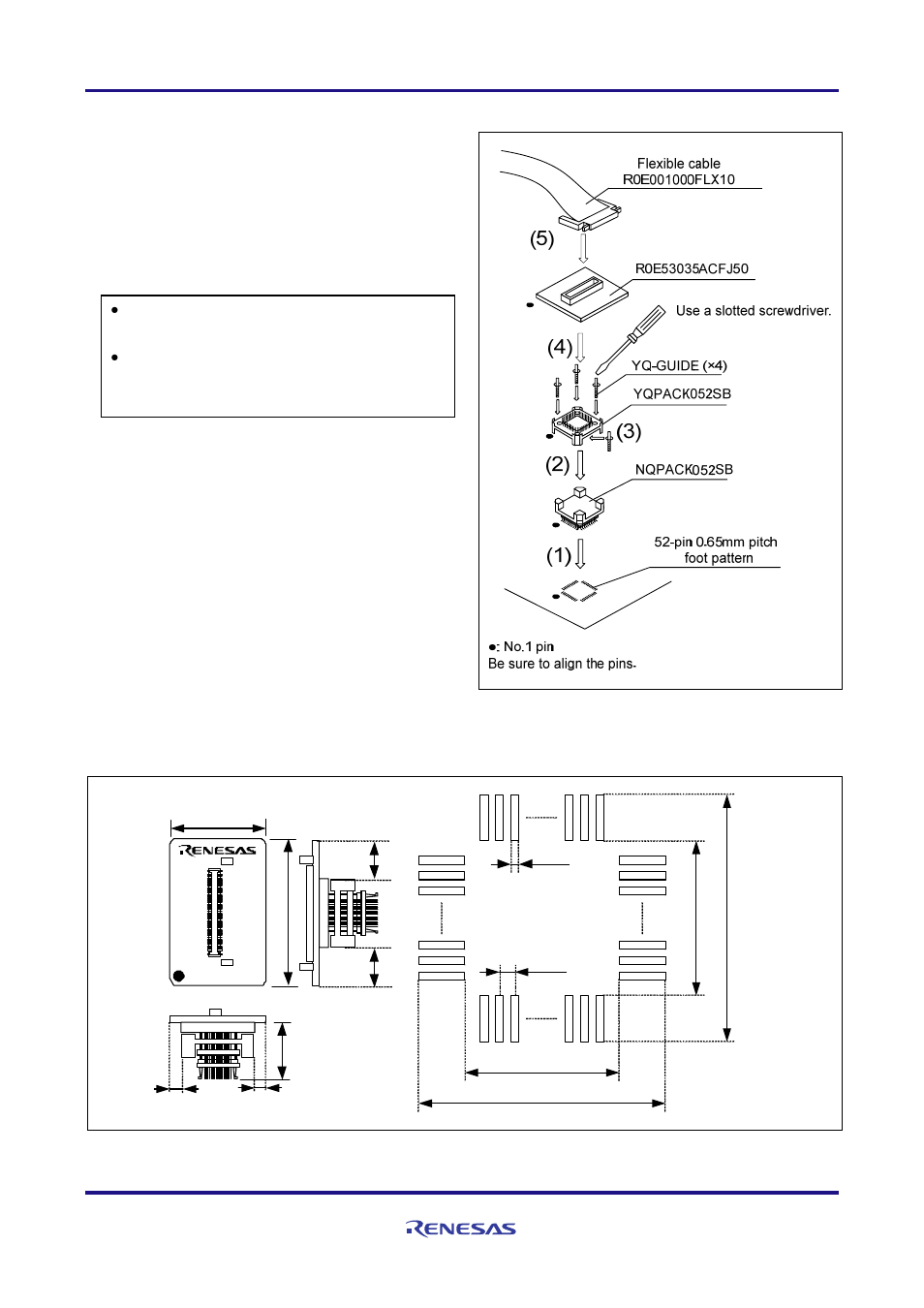 Connection procedure (see figure 3), External dimensions and a sample foot pattern | Renesas R0E53035ACFJ50 User Manual | Page 2 / 4