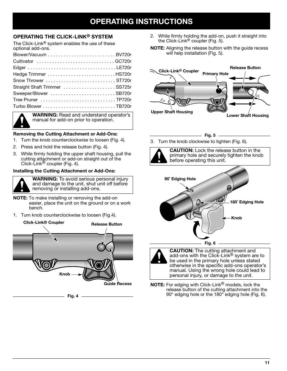 Operating instructions | Ryobi 2079r User Manual | Page 11 / 24