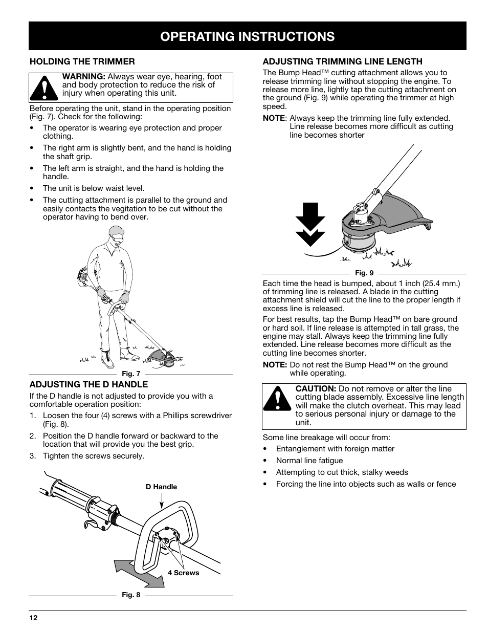 Operating instructions | Ryobi 2079r User Manual | Page 12 / 24