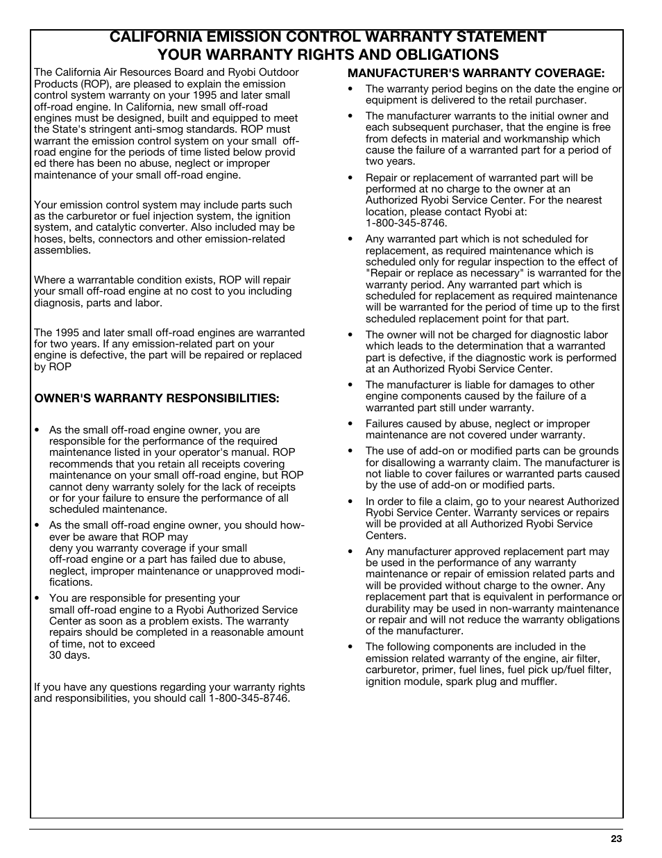 Ryobi 2079r User Manual | Page 23 / 24
